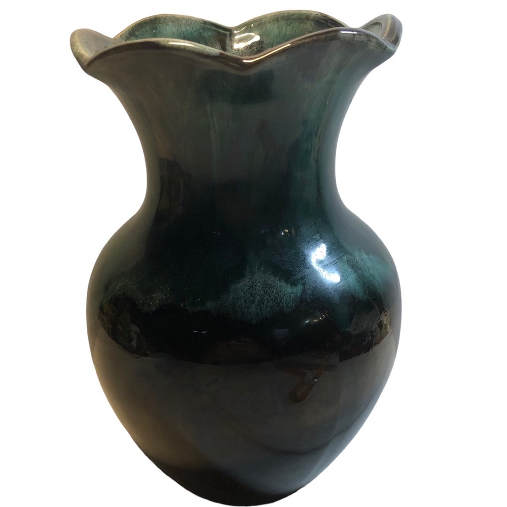 Vintage Blue MountIn Pottery Vase 10”